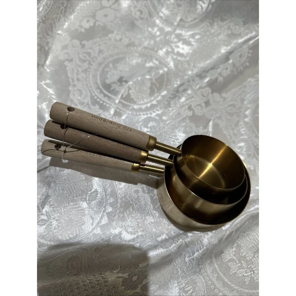 Stainless Steel Measuring Cups Spoons Gold Tone